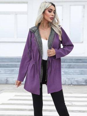 Cold Weather Slay Zip Up Hooded Trench Coat - MXSTUDIO.COM