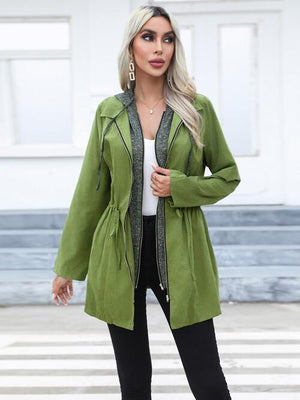 Cold Weather Slay Zip Up Hooded Trench Coat - MXSTUDIO.COM