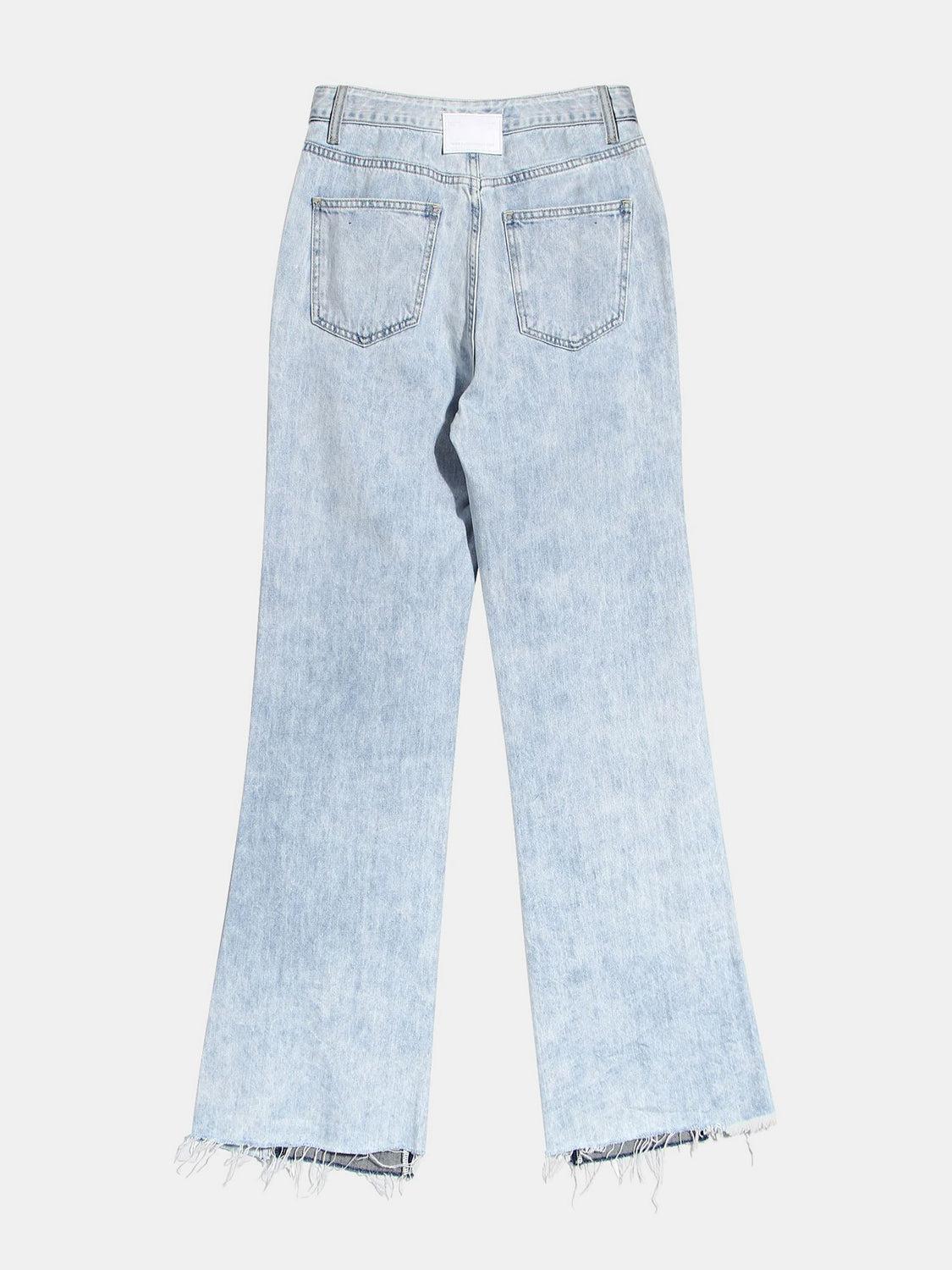 a pair of light blue jeans on a white background