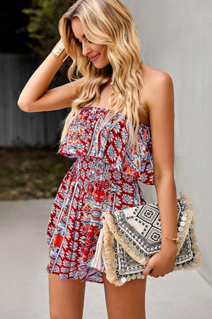 Come-Hither Smocked Waist Strapless Romper - MXSTUDIO.COM