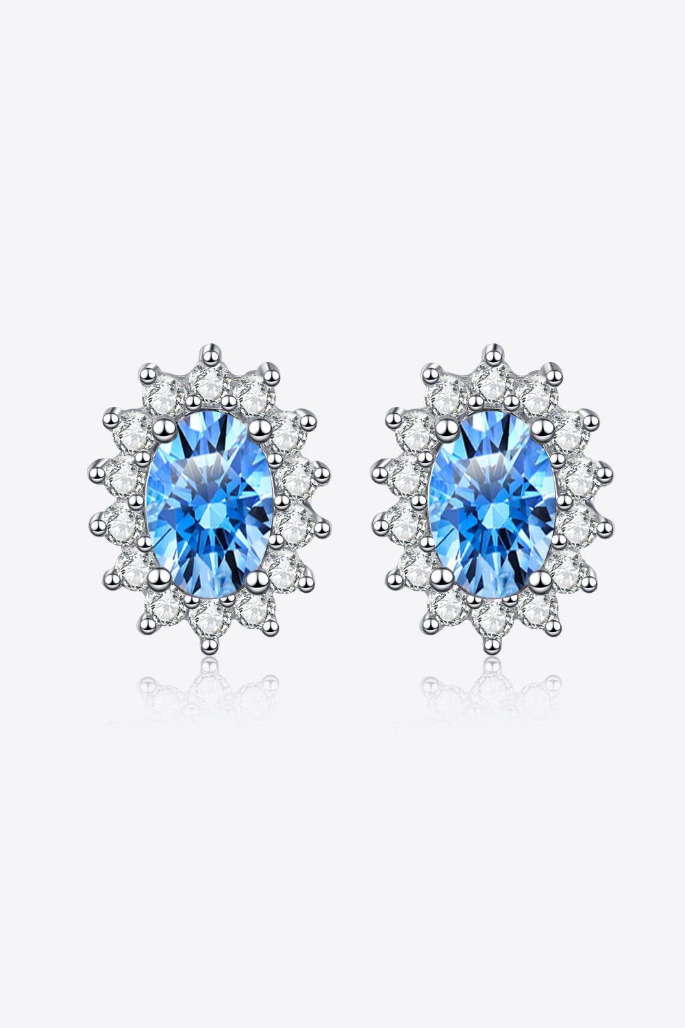 Come To Life Blue Oval 1 Carat Moissanite Stud Earrings - MXSTUDIO.COM