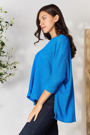 Comfort And Style Blue Long Sleeve Knit Top-MXSTUDIO.COM