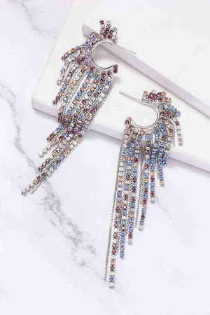 Comfortable Fringed Rhinestone Dangle Earrings-MXSTUDIO.COM