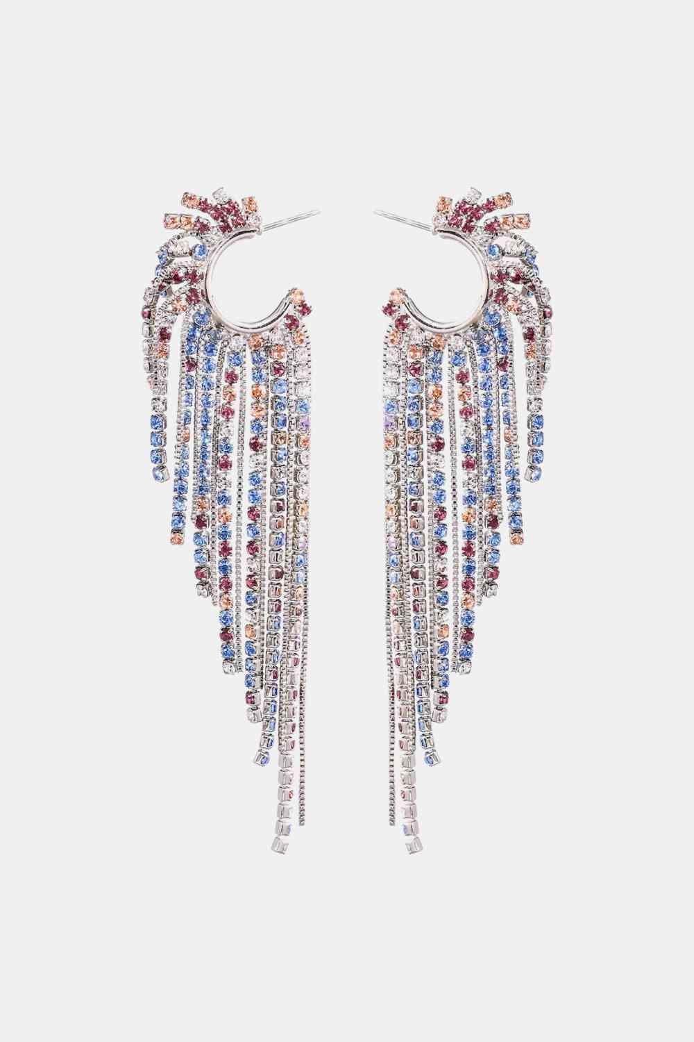 Comfortable Fringed Rhinestone Dangle Earrings-MXSTUDIO.COM