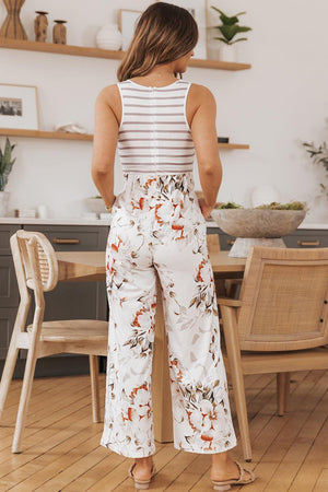 Comfortable Wide Leg Floral Jumpsuit - MXSTUDIO.COM