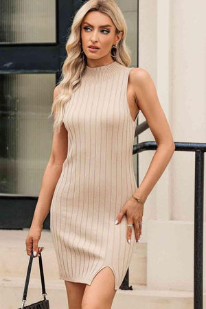 Comfortably Chic Fitted Sleeveless Knit Dress - MXSTUDIO.COM