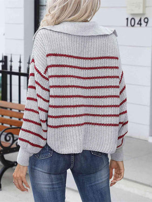 Comfy All Day Collared V Neck Sweater-MXSTUDIO.COM