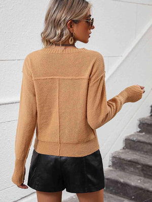 Comfy And Full Of Life V Neck Knit Sweater - MXSTUDIO.COM