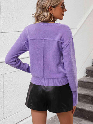 Comfy And Full Of Life V Neck Knit Sweater - MXSTUDIO.COM