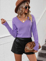 Comfy And Full Of Life V Neck Knit Sweater - MXSTUDIO.COM