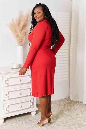 Comfy And Inviting Plus Size Red Midi Dress - MXSTUDIO.COM