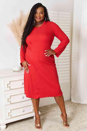 Comfy And Inviting Plus Size Red Midi Dress - MXSTUDIO.COM