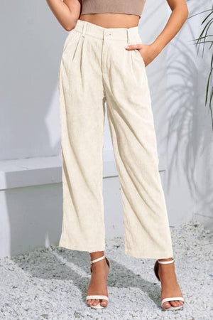 Comfy And Secure Buttoned Straight Leg Pants - MXSTUDIO.COM