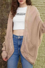 Comfy Chic Cable-Knit Dolman Sleeve Cardigan-MXSTUDIO.COM