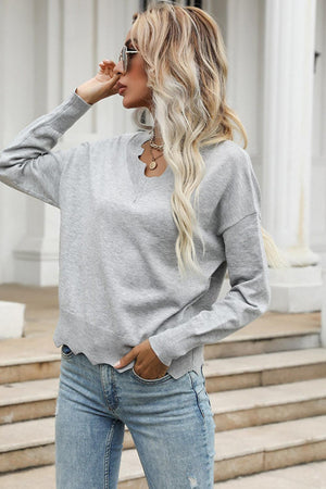 Comfy Chic Gray Long Sleeve Top - MXSTUDIO.COM