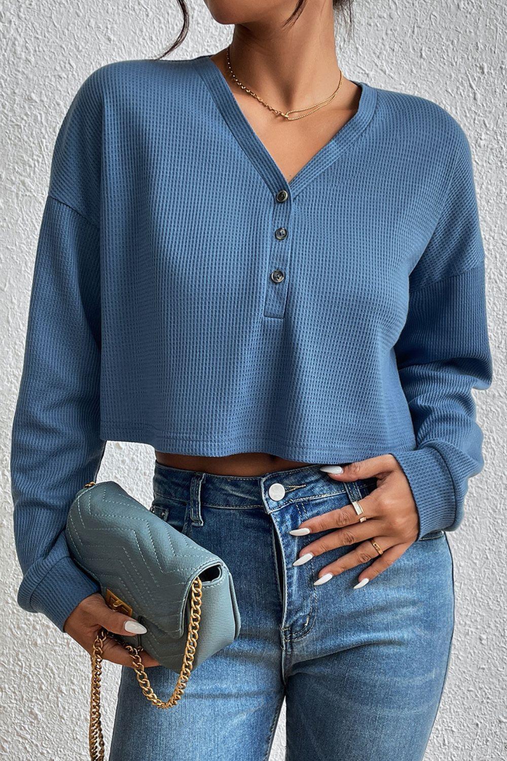 Comfy Chic Knitted Long Sleeve Crop Top - MXSTUDIO.COM