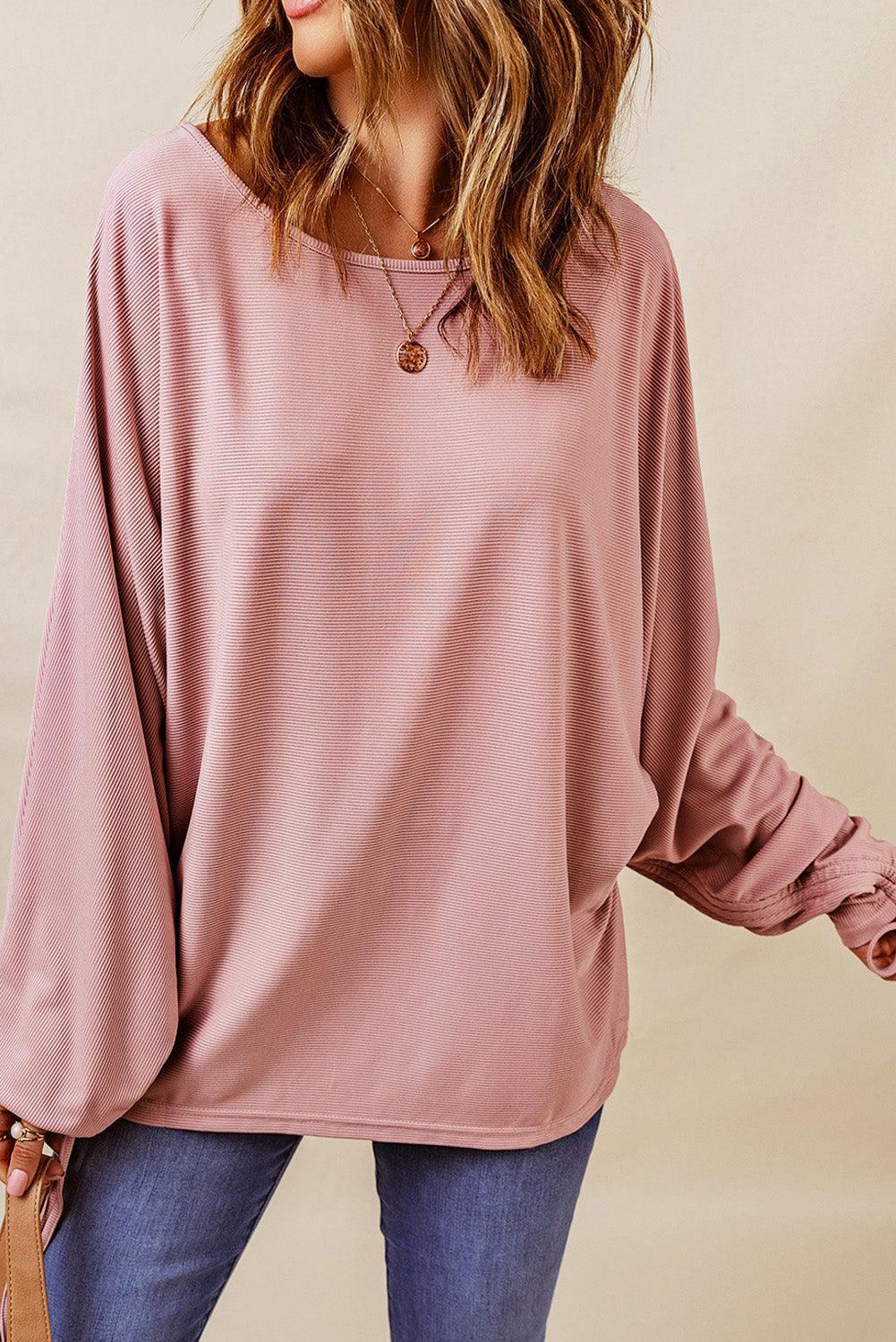 Comfy Chic Long Sleeve Dolman Sleeve Blouse - MXSTUDIO.COM