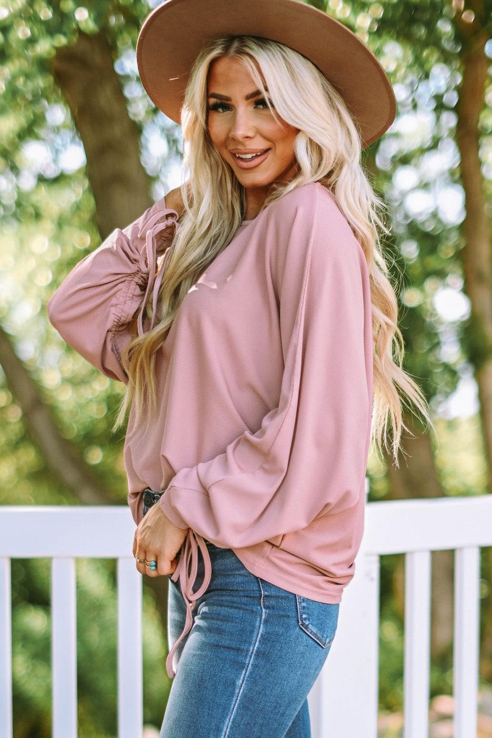 Comfy Chic Long Sleeve Dolman Sleeve Blouse - MXSTUDIO.COM