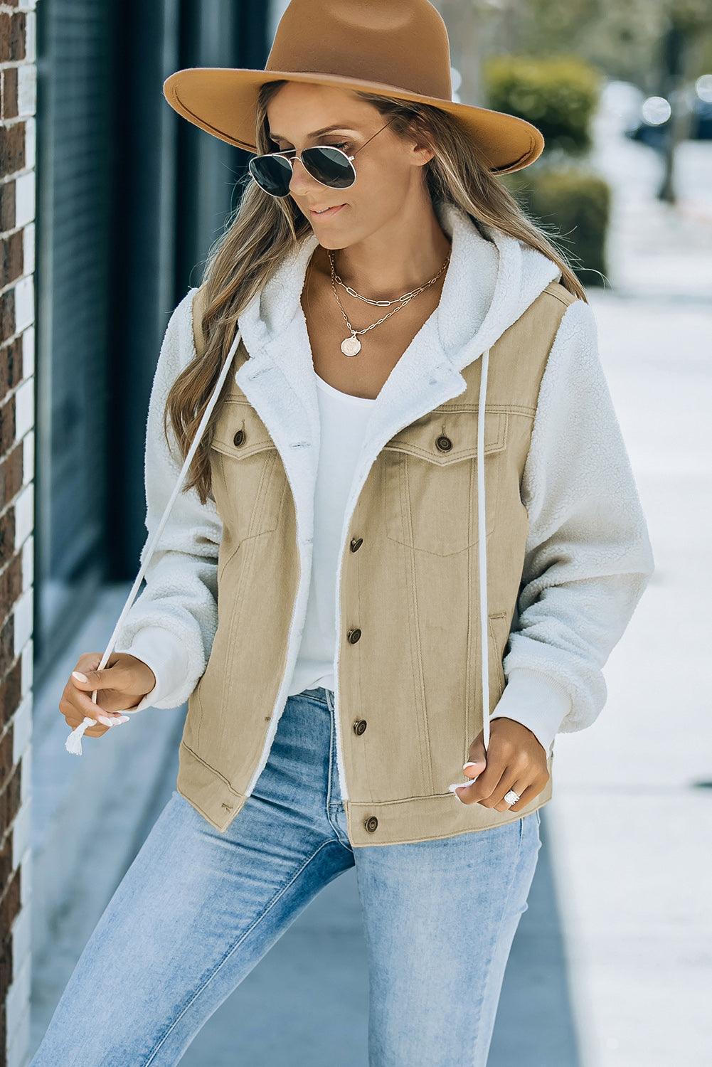 Comfy Chic Sherpa Trim Denim Jacket - MXSTUDIO.COM