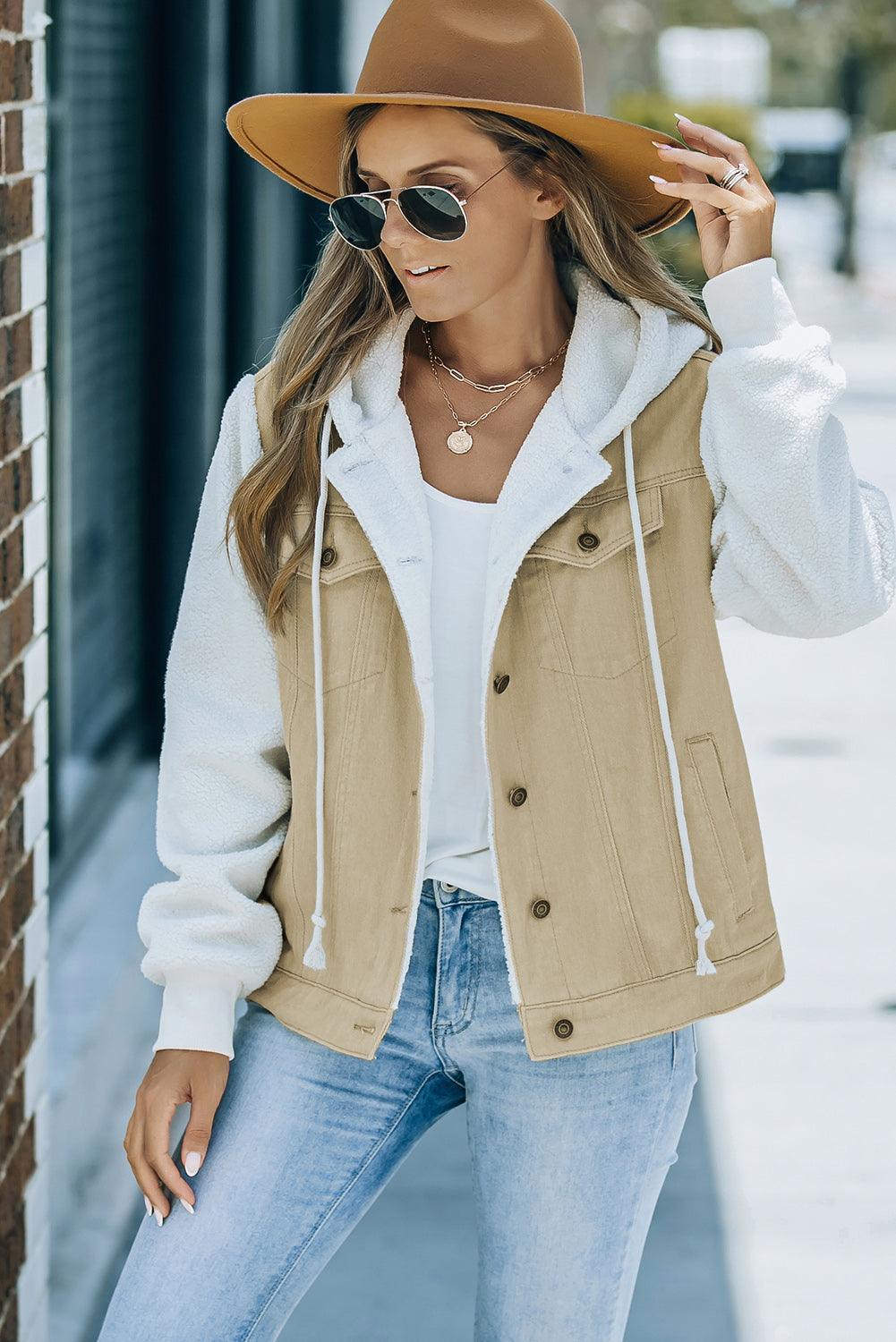 Comfy Chic Sherpa Trim Denim Jacket - MXSTUDIO.COM