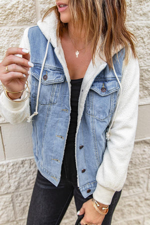 Comfy Chic Sherpa Trim Denim Jacket - MXSTUDIO.COM