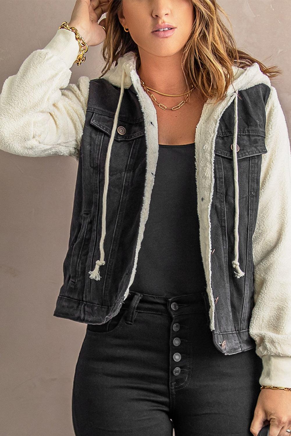 Comfy Chic Sherpa Trim Denim Jacket - MXSTUDIO.COM