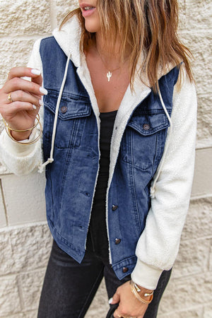 Comfy Chic Sherpa Trim Denim Jacket - MXSTUDIO.COM