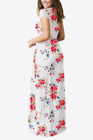 Comfy Chic Short Sleeve Floral A Line Maxi Dress - MXSTUDIO.COM