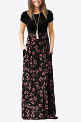 Comfy Chic Short Sleeve Floral A Line Maxi Dress - MXSTUDIO.COM