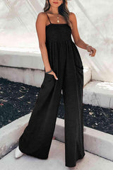 Comfy Chic Sleeveless Black Wide Leg Jumpsuit - MXSTUDIO.COM