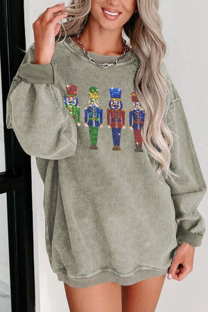 Comfy Christmas Sequin Nutcracker Sweatshirt-MXSTUDIO.COM