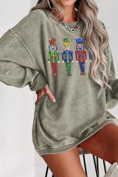 Comfy Christmas Sequin Nutcracker Sweatshirt-MXSTUDIO.COM