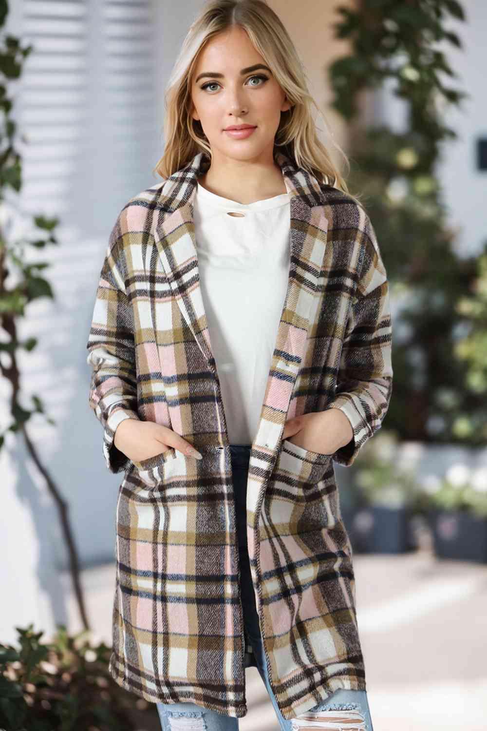 Comfy Companion Long Plaid Coat-MXSTUDIO.COM