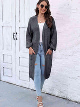 Comfy Embrace Open Front Balloon Sleeve Cardigan - MXSTUDIO.COM