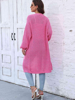 Comfy Embrace Open Front Balloon Sleeve Cardigan - MXSTUDIO.COM