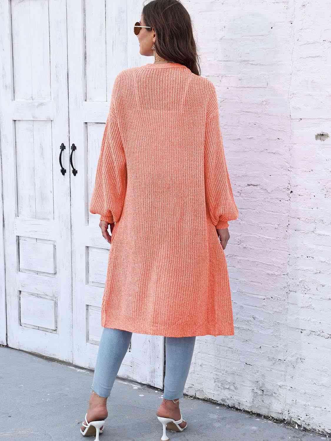 Comfy Embrace Open Front Balloon Sleeve Cardigan - MXSTUDIO.COM