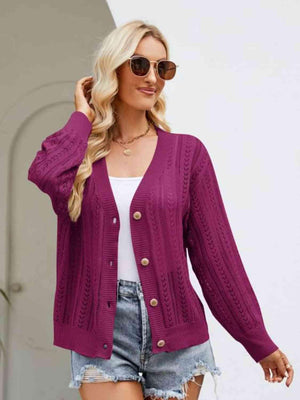 Comfy Layer Ribbed Button Front Cardigan - MXSTUDIO.COM