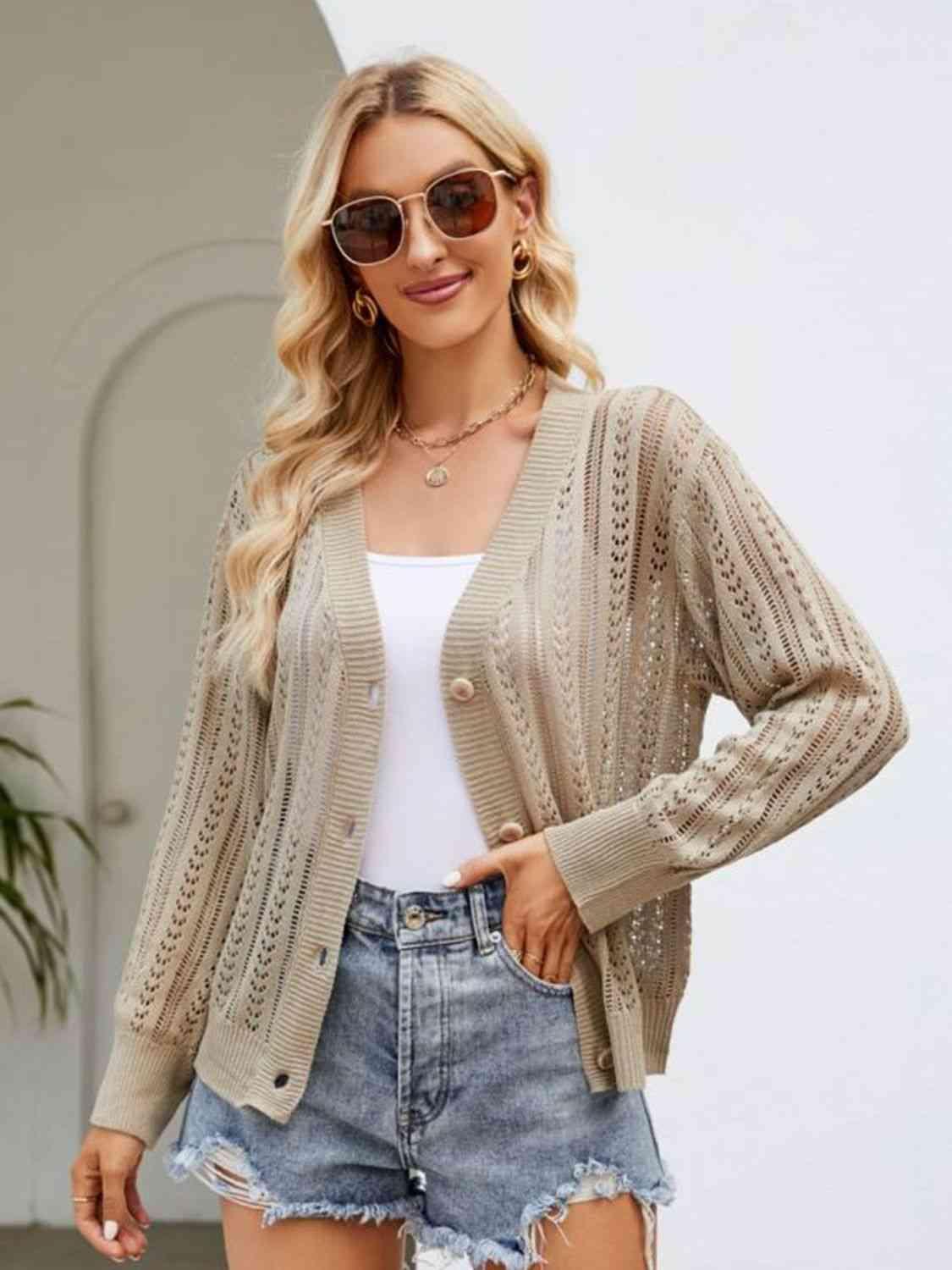 Comfy Layer Ribbed Button Front Cardigan - MXSTUDIO.COM