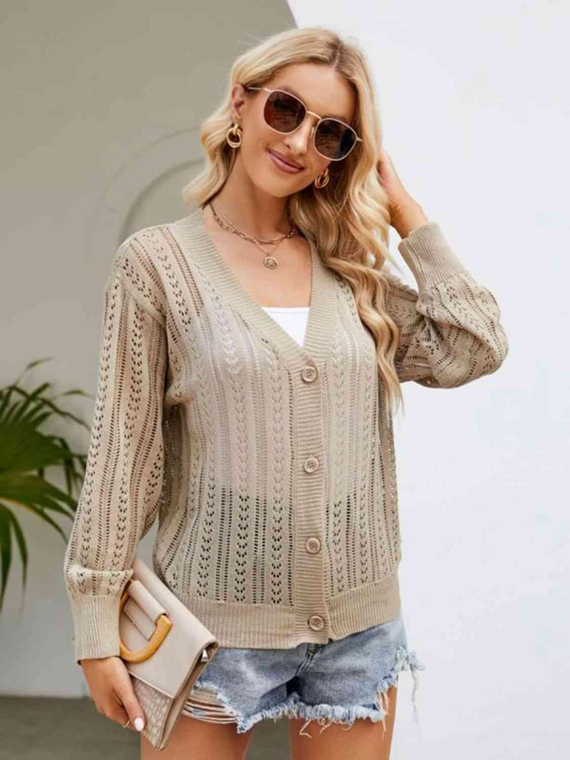 Comfy Layer Ribbed Button Front Cardigan - MXSTUDIO.COM