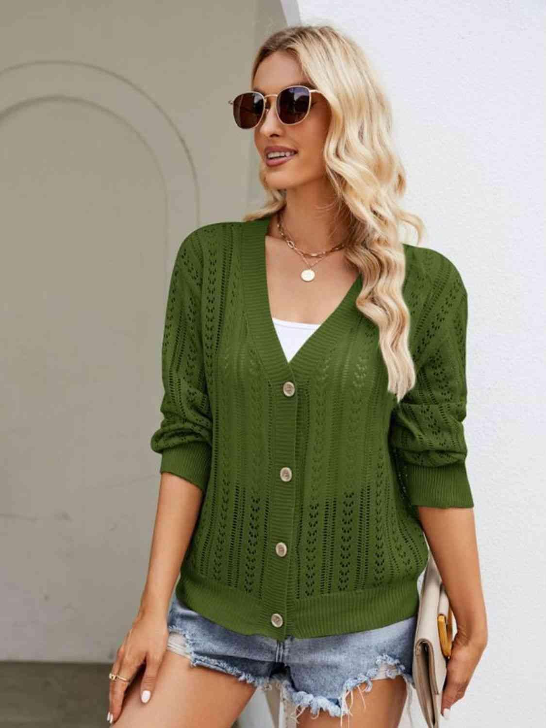 Comfy Layer Ribbed Button Front Cardigan - MXSTUDIO.COM