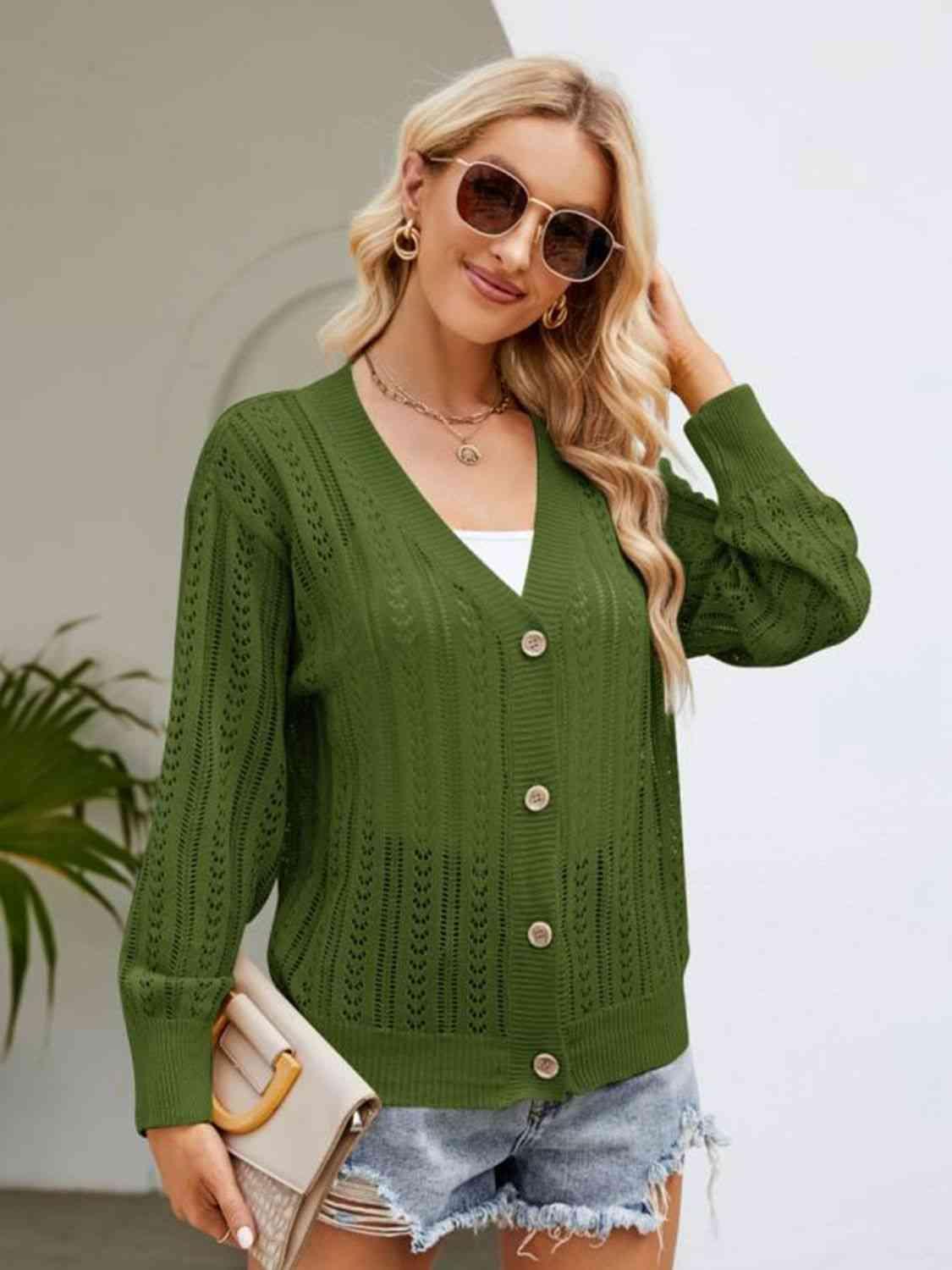 Comfy Layer Ribbed Button Front Cardigan - MXSTUDIO.COM