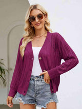 Comfy Layer Ribbed Button Front Cardigan - MXSTUDIO.COM