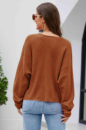 Comfy Leisure V Neck Knit Sweater - MXSTUDIO.COM