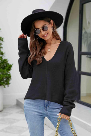 Comfy Leisure V Neck Knit Sweater - MXSTUDIO.COM