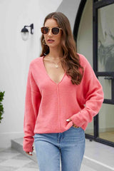 Comfy Leisure V Neck Knit Sweater - MXSTUDIO.COM