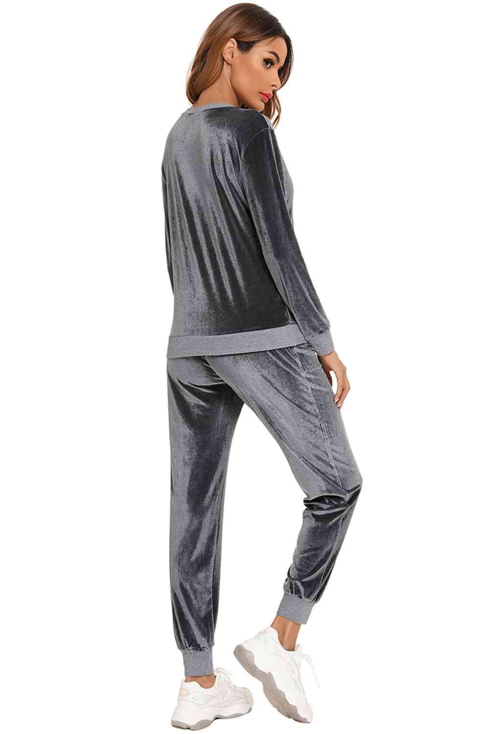 Comfy Long Sleeve Top and Pants Loungewear Set - MXSTUDIO.COM