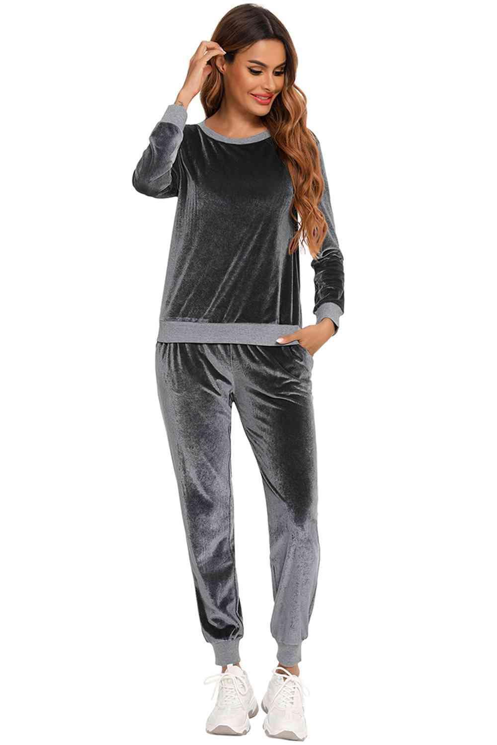 Comfy Long Sleeve Top and Pants Loungewear Set - MXSTUDIO.COM