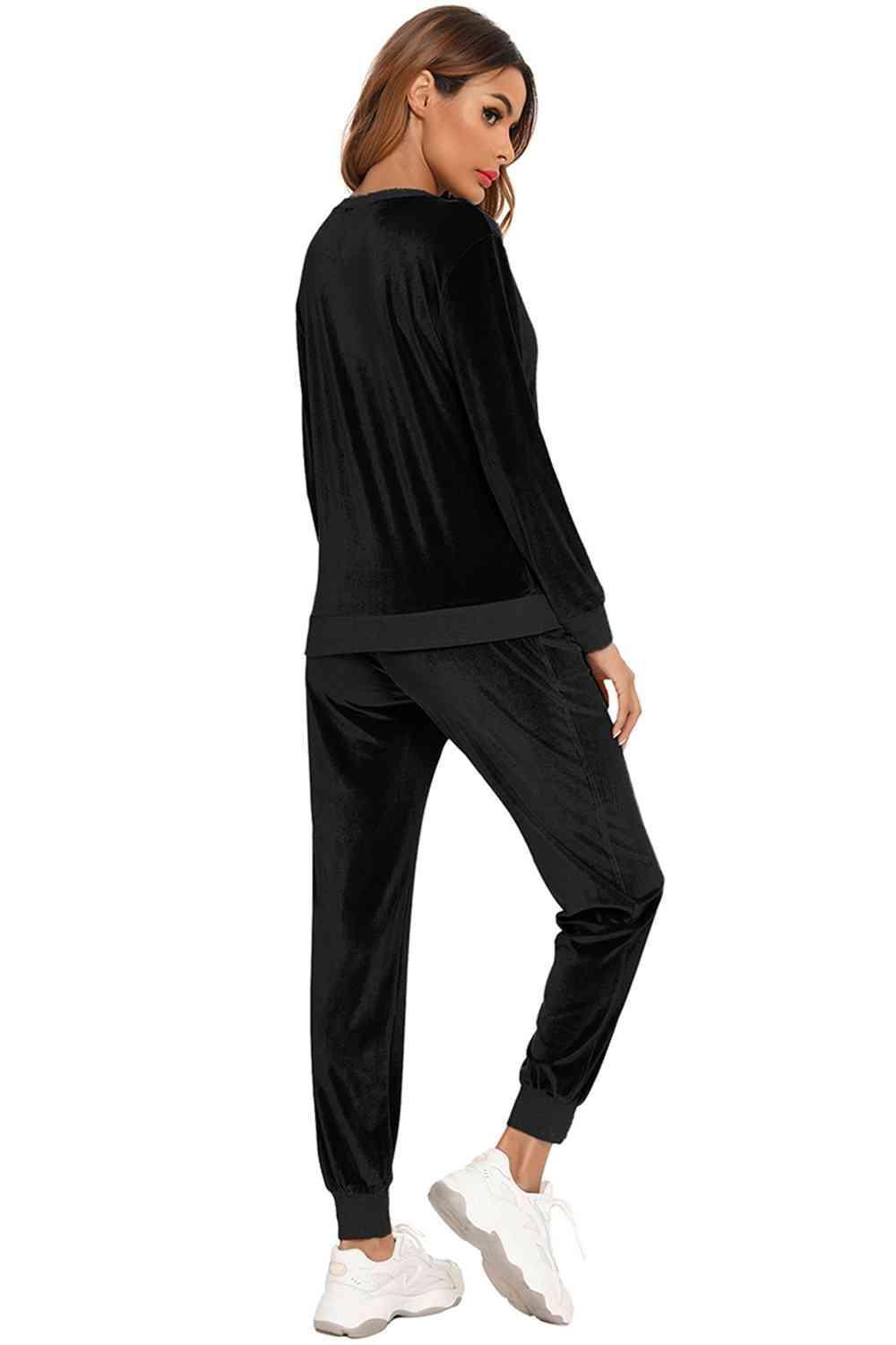 Comfy Long Sleeve Top and Pants Loungewear Set - MXSTUDIO.COM