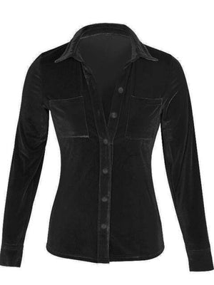 a women's black shirt with a long sleeve