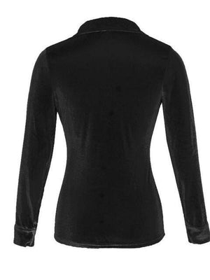 a women's black shirt with long sleeves